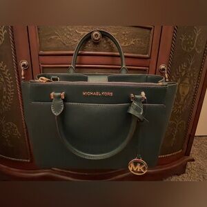 Michael Kors Dark Green Tote Bag